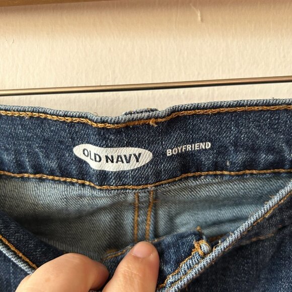 Old Navy Ankle Jeans Womens 12 Distressed Dark Wash Pockets Mid Rise - Picture 4 of 7